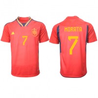 Camisa de Futebol Espanha Alvaro Morata #7 Equipamento Principal Mundo 2022 Manga Curta